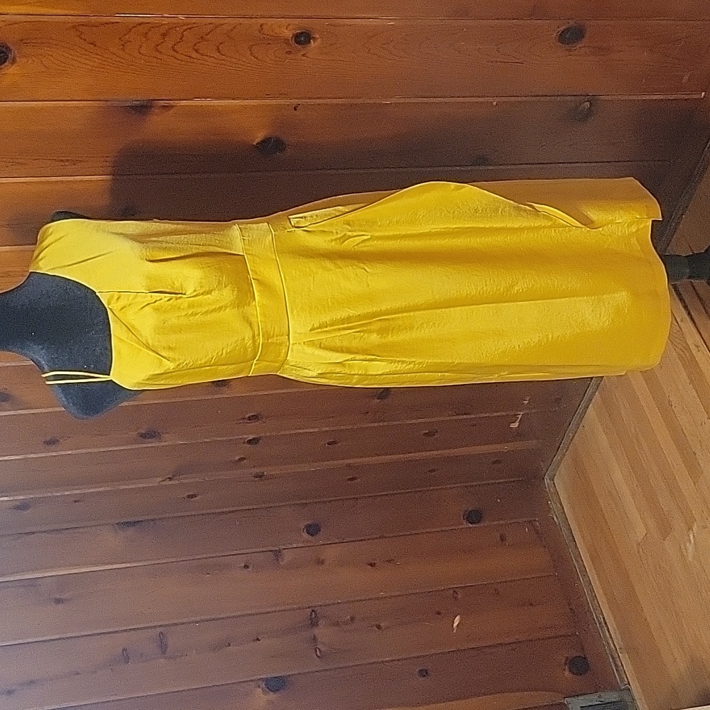 NWT Reiss Sara Midi Mustard Yellow Satin Cocktail Dress Size 8
